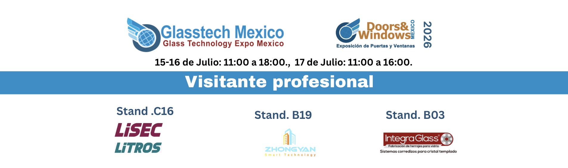 Registro de visitantes Glasstech Mexico  / PUERTAS Y VENTANAS Mexico 2026